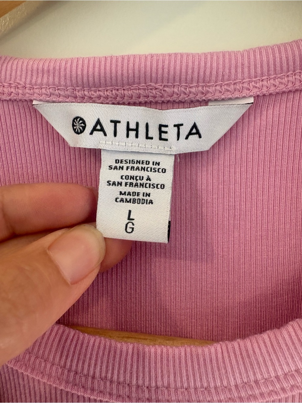 Athleta Light Pink Ribbed Crewneck Top